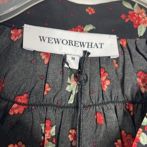 WeWoreWhat High Low Polka Dot Black Floral Long Sleeve Dress Size Medium New - Picture 6 of 11